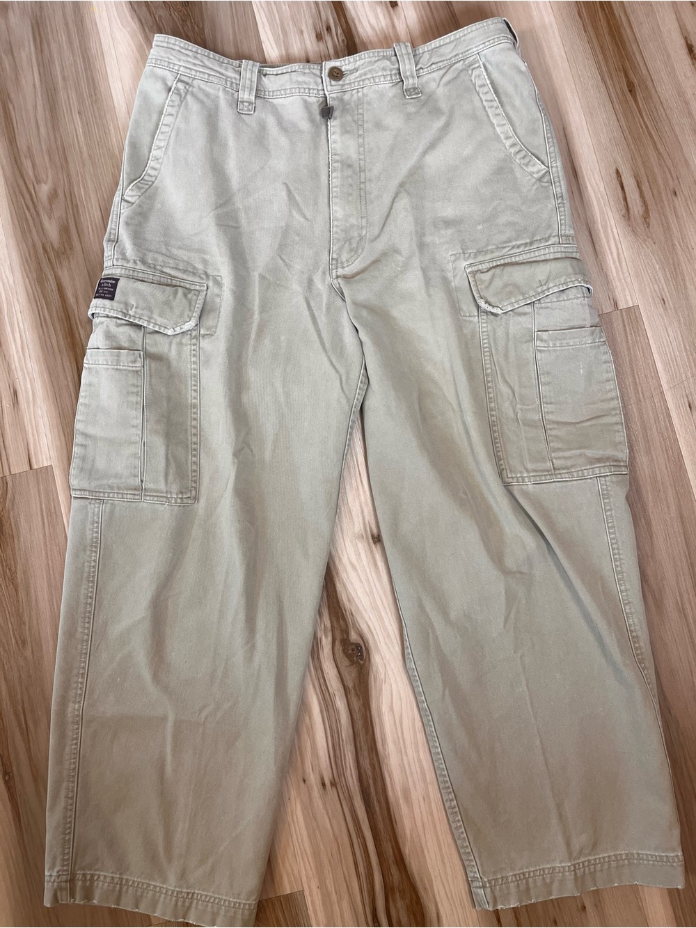 Vintage Abercrombie & Fitch Y2K Cargo Pants Mens 32S Tan Utility Wide Leg Army